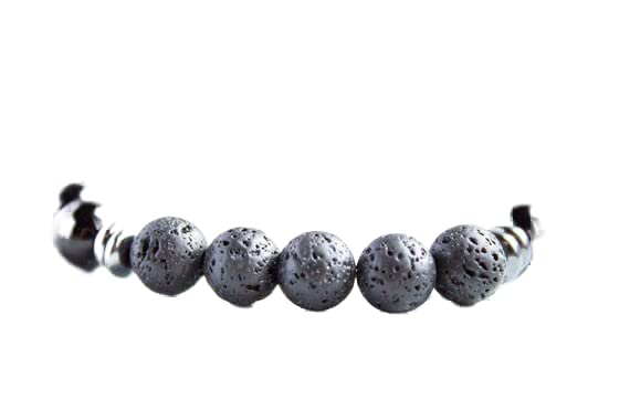 Bracelet en lave noire minérale et onyx authentique LKBEADS, perles de 8mm