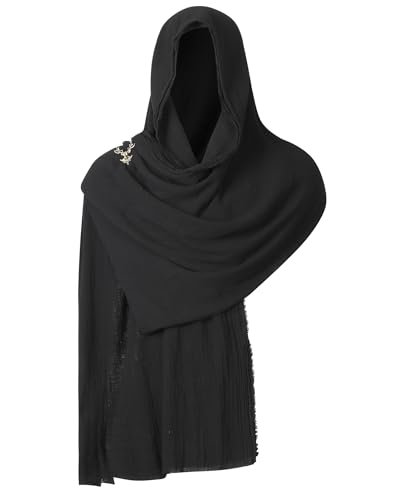 Berenlu Post Apocalyptic Shawl Fabric Piece Medieval Hooded Cowl for Renaissance Men DIY Cosplay Costume Accessory
