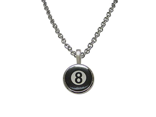 Kiola Designs Flat Eight Ball Billiards Pendant Necklace