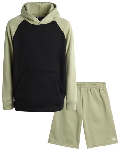 Image of RBX Boys Shorts Set - 2 Piece Breathable Cotton Blend Fleece Boys Hoodies and Gym Shorts Youth Kids Workout Sweat Set
