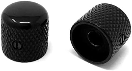 Vintage Forge Black Metal Dome Knobs for Electric Guitar and Bass (Set of 2) 6mm Shaft with Set Screw DK50M-BLK