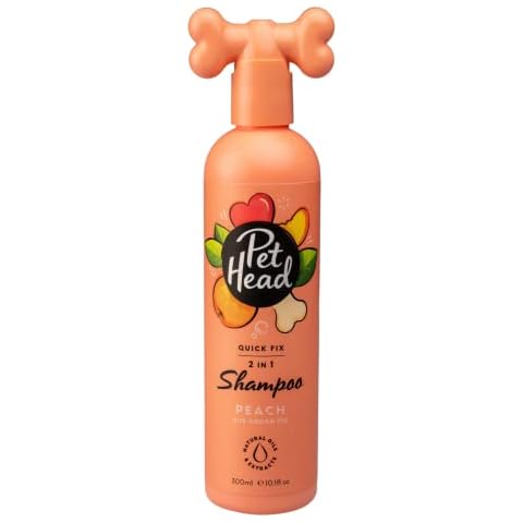 PET HEAD Shampoo und Conditioner für Hunde 300 ml, Quick Fix, Pfirsichduft, Pflegt und beruhigt das Fell Ihres Hundes, Hypoallergen, pH-neutral, Vegan & tierversuchsfrei, Sanfte Formel für Welpen Cover