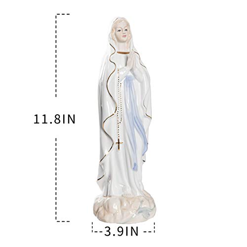 Estatua Virgen María en cerámica 11.8 x 3.9 pulgadas miniatura 3