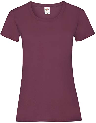 Fruit of the Loom Damen T-Shirt Valueweight T Lady-Fit, Farbe:Burgund, Größe:L