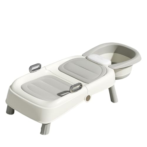 Bxzzuisシャンプーチェア 洗髪椅子 折りたたみ式 シャンプー洗髪器 幼児用洗髪椅子 妊婦シャンプー椅子 ペダル付き 洗面器付き 安全で快適 省スペース 介護者用/妊娠/入院/高齢者/子供 ベビー用品 家庭用 (グレー,椅子+洗面器)