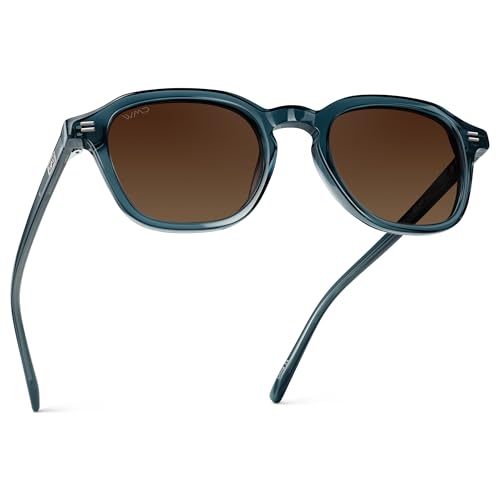 WMP Eyewear - Men's Polarized Retro Sunglasses - Classic Geometric Square Style, Acetate Frame, Keyhole Bridge