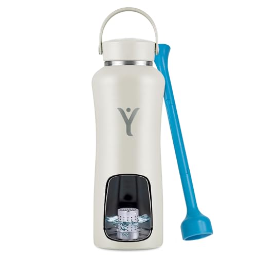 DYLN Hydrogen Water Bottle | Create Hydrating Alkaline Hydrogen-Rich Water Up to 9 pH | Vacuum Insulated Stainless Steel Water Bottle | Keeps Water Cold for 24 Hours | 40 oz, Pearl