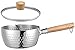 YEstge Garnek Nostick rondel ze stali nierdzewnej patelnia do mleka ze szklaną pokrywką, drewniany uchwyt i stojak na ociekacz oleju, narzędzie do gotowania do kuchni – 22 cm