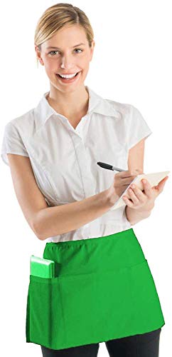 Boharers Waist Apron With 3 Pockets12 Pack - Green Waitress Server Short Apron #TOP1