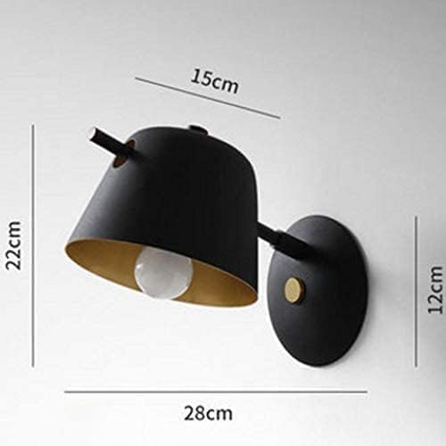 PHKO E27 Moderne Wandlamp Slaapkamer Bedlampje Metaal Frosted Wandlamp Woonkamer Binnenverlichting Armatuur Creatieve Persoonlijkheid Bar Restaurant Lamp, Zwart Commemoration Day photo 2