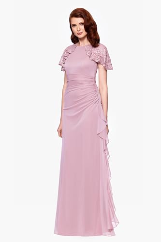 Image of Betsy & Adam Women's Betsy & Adam Women's Chiffon Halter Neck Sleeveless Print Ruffle Floor Length Dress