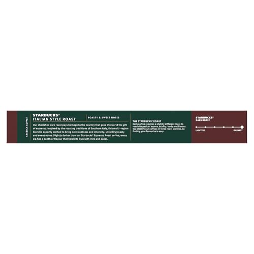 Image of STARBUCKS by Nespresso Italian Style Roast By Nespresso Dark Roast Coffee Pods (Pack Of 1, Total 10 Capsules), 56 Gram
