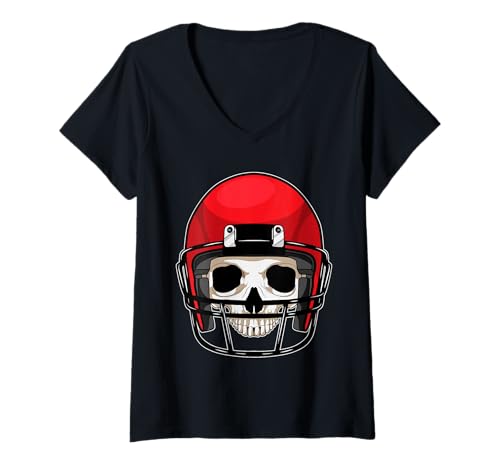 Damen American Football Helm Sport T-Shirt mit V-Ausschnitt