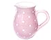 Brocca in ceramica rosa con pois bianchi dipinti a mano, grande, 1,2 l