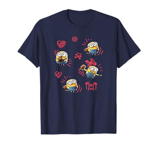 Minions Valentine's Day Bob And Teddy Bear Jumble T-Shirt