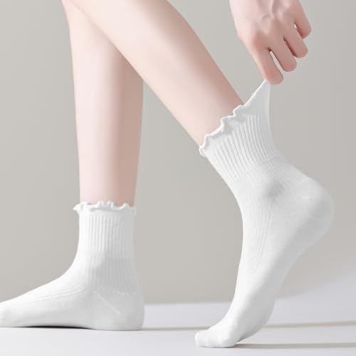 ANDERE ARTE Women's Cute Ruffle Ankle Socks - Lettuce Edge Stylish Design for Women 