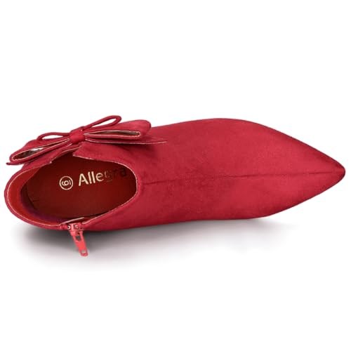 Allegra K Allegra K Women's Bow Stiletto Heel Red Ankle Boots 9 M US
