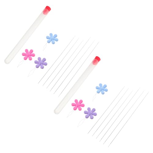 Angoily Juego de Herramientas de Costura y Bordado Agujas Largas de Acero Inoxidable para Abalorios, Kit Manualidades para Hacer Pulseras, 2 Juegos Caja Portátil para Principiantes