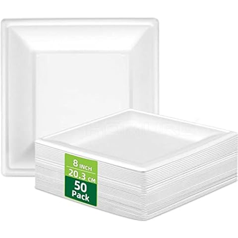 HOMURG 8 Inch Compostable Paper Plates Cover