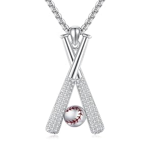 Baseball Necklace 925 Sterling Silver Baseball Necklaces for Men Baseball Bat Chain Baseball Jewelry For Men