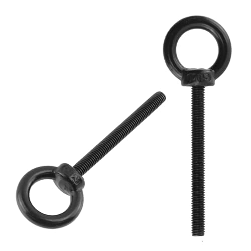 Image of Antrader Lifting Shoulder Eye Bolts,M6 x 50mm,Stainless Steel,Black,6 Sets | Machinery Shoulder Lifting Eye Bolt with Lock Nuts,Lock Washers,Flat Washers