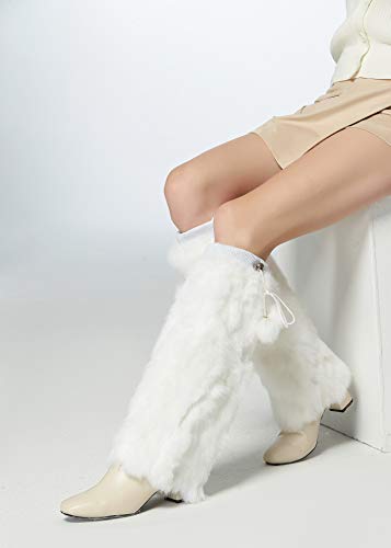 Image of Fur Story Fur Leg Warmers Real Fur Rabbit Winter Leggings Boot Toppers for Women