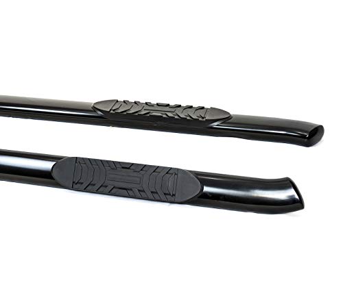Galaxy Auto 5'' Oval Curved For 2007-18 Chevy Silverado/Gmc Sierra 1500/2500/3500 Crew Cab - Side Steps Nerf Bars Running Boards (Black) - Rocker Panel Mount #TOP2