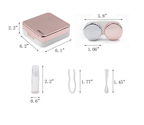 Mini Stylish Simple Contact Lens Travel Case,Aneky Container Kit Set Contacts Lens Hard Case Travel Kit Mirror with Bottle with Tweezers Container Holder (Rose Gold)
