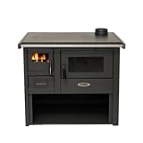 Cucina a legna stufa in acciaio MONIKA 7,1 KW L 81 x P 60 x H 76