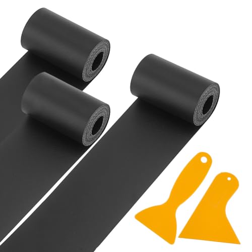 GOMAKERER 3 Rolls Kayak Patcheswith 2 Pcs Ship Repairing Scrapers, Black PVC Raft Patches Waterproof Boat Repair Patches Boat Repair Kit for Inflatable Raft Boat Canoe Kayak