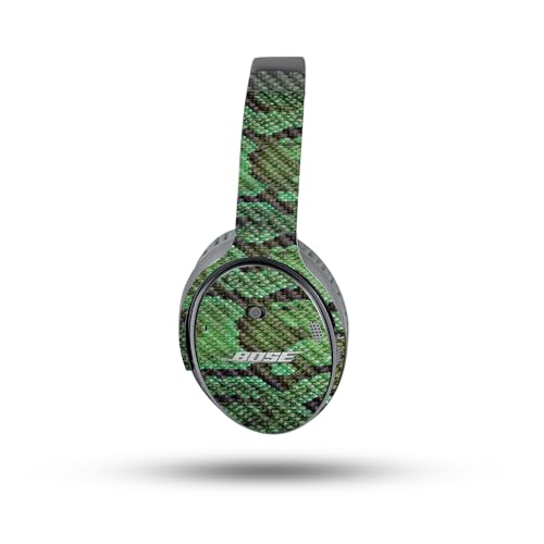 Image of MightySkins Carbon Fiber Skin Compatible with Bose QuietComfort 35 II Headphones - Green Serpent | Protective, Durable Textured Carbon Fiber Finish | Easy to Apply