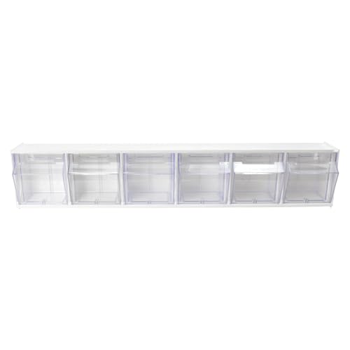 Deflecto Tilt Bins, Interlocking 6-Bins, 23" x 3" x 4", White (20603OP) by Deflecto - Image 3