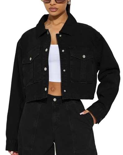 Women Utility Shacket Cropped Barn Jackets for Casual Spring Fall