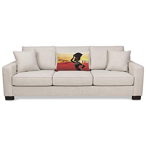 Ekobla FBA-PILLOW-LUX-A134 Throw Pillow Cover African Women African Scenery Beautiful Woman On Desert Sunset Decor Lumbar Pillow Case Cushion For Sofa Couch Bed Standard Queen Size 20X30 Inch thumb #2
