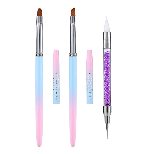 3Pcs Manicure Clean Up Brush, Round Point Drill Pen And Angle Tip Silicone Drawing Painting Tools Liner For Manicure Nail Design #TOP22