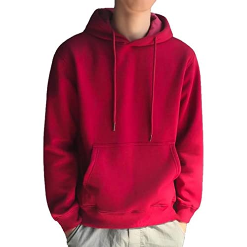 Sweat à capuche pour homme KINHA uni avec cordon et poignets côtelés