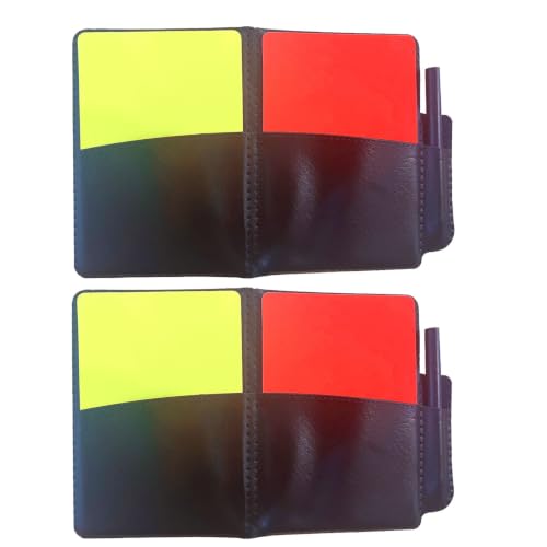 AnteManni-Pri Soccer Referee Card Set 2 Packs Warning Referee Red Cards Yellow Cards with Leather Wallet Recording Papers Pencils for Soccer Volleyball Football Baseball Rugby Games