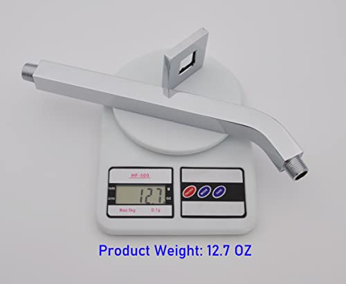 Aquaiaw Square Shower Arm And Anti-Scratch O-Ring Flange, 12 Inch, Solid Brass, Both Soldered 1/2 Npt Tapered Threads, Polished Chrome Shower Head Arm, Wall Mount Shower Extension Arm With Escutcheon #TOP4