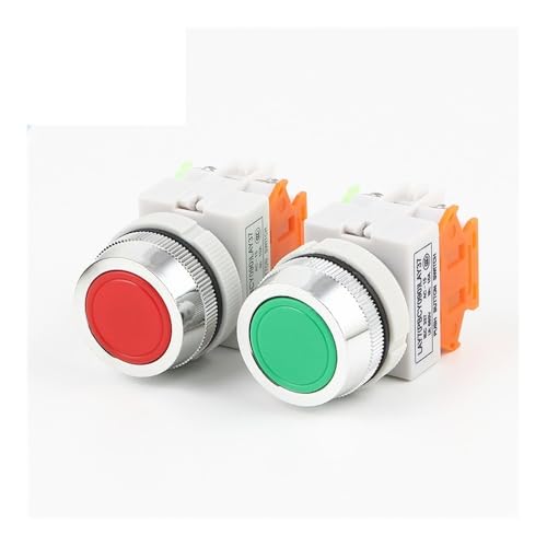 POWTAXBJGD 30mm Self-Resetting LAY37-11BN Push Button Switch Silver Contacts Momentary Normally Open/Normally Close 4 Screws(Blue)