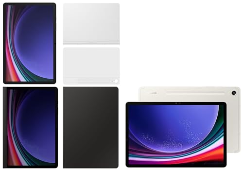 Image of Samsung Galaxy Tab S9 RAM 8 GB, ROM 128 GB, Wi-Fi + 5G Tablet, Beige with S9 Screen Protector, Transparent & S9 Book Cover Keyboard, Black & S9 Privacy Screen, Black & S9 Smart Book Cover, White