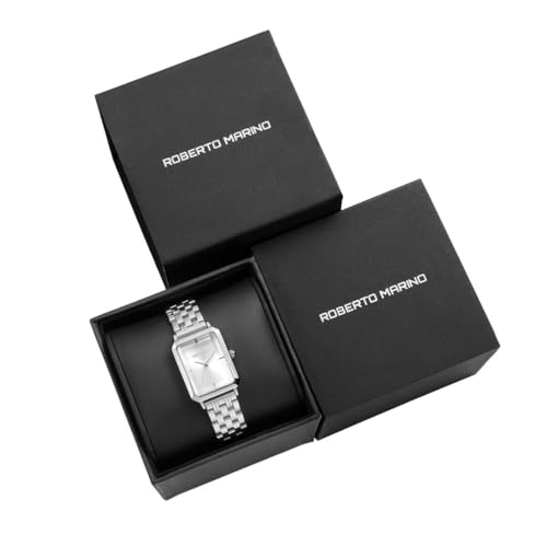 Roberto Marino RM1981 Women’s Luxury Watch Rectangular Silver – Japanese Quartz Movement, Vintage Stainless Steel Design, Elegant Dress Timepiece, 3ATM Water Resistant – Reloj para Mujer — view 3