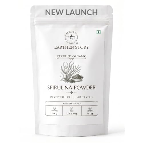 Image of Earthen Story Organic Spirulina Powder, 100g | Lab Tested for 250+ Pesticides | Plant Based Superfood