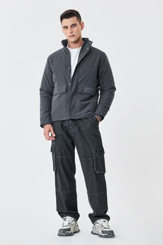 Image of SNITCH Men Casual Jacket | Regular Fit Textured Pattern With Lapel Collar & Full Sleeve | Polyester Blend Zip Closure For Everyday Street Style & Layering
