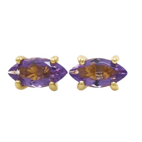 Boucles d'oreilles en améthyste naturelle et argent 925 doré de qualité premium