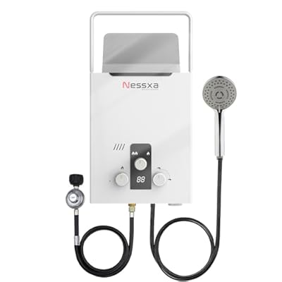 Tankless Water Heater Propane, 2.11 GPM RV Water Heater with Digital Display,8L Portable Instant Hot Gas Water Heater with Overheating Protection for Indoor and Camping,40,824 BTU