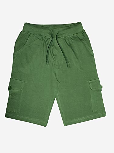 Image of KiddoPanti Boys Knit Solid Cargo Shorts Pack of 2 | 100% Cotton | Comfortable Rib Waistband | 2 Front Pockets & 2 Cargo Pockets | Sport Bermuda Half Pant for Boys