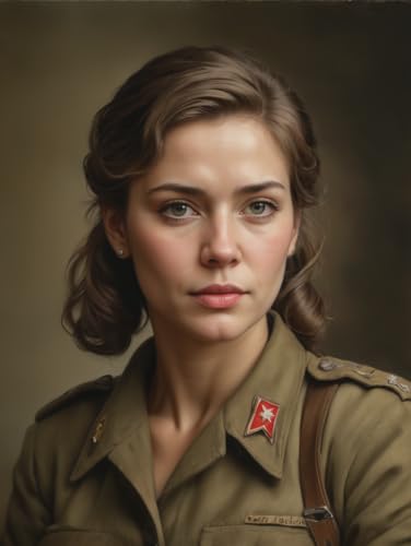 Impression sur toile premium portrait femme soldat WWII édition d'art sur toile de coton