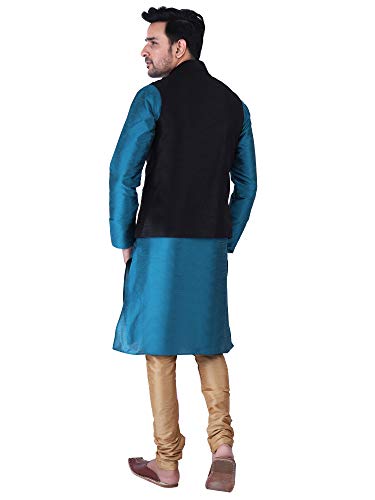Image of Sadree Silk Men's Kurta Pajama Waistcoat or Nehru Jacket Set