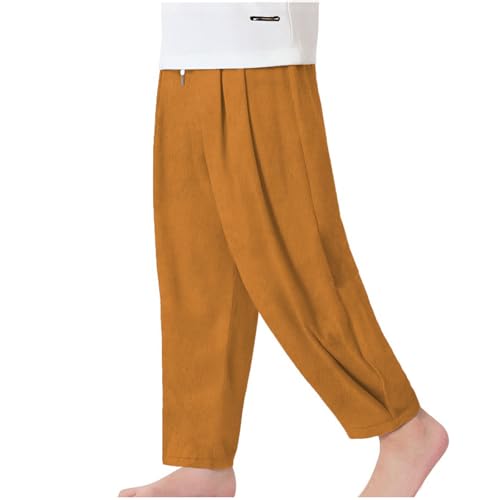 Kids Linen Harem Pants Boys Girls High Waisted Trousers Summer Cropped Pant Lightweight Yoga Pants Casual Beach Pant2