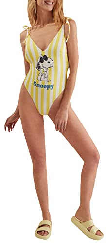 Women'secret Traje de baño Bañador, Estampado Amarillo, S para Mujer